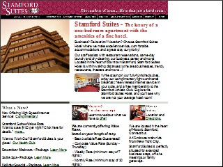 Web site www.stamfordsuites.com, Stamford Suites